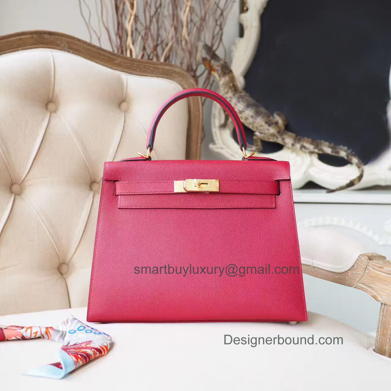 Hermes Kelly 28 Bag in k1 Rouge Grenade Epsom GHW